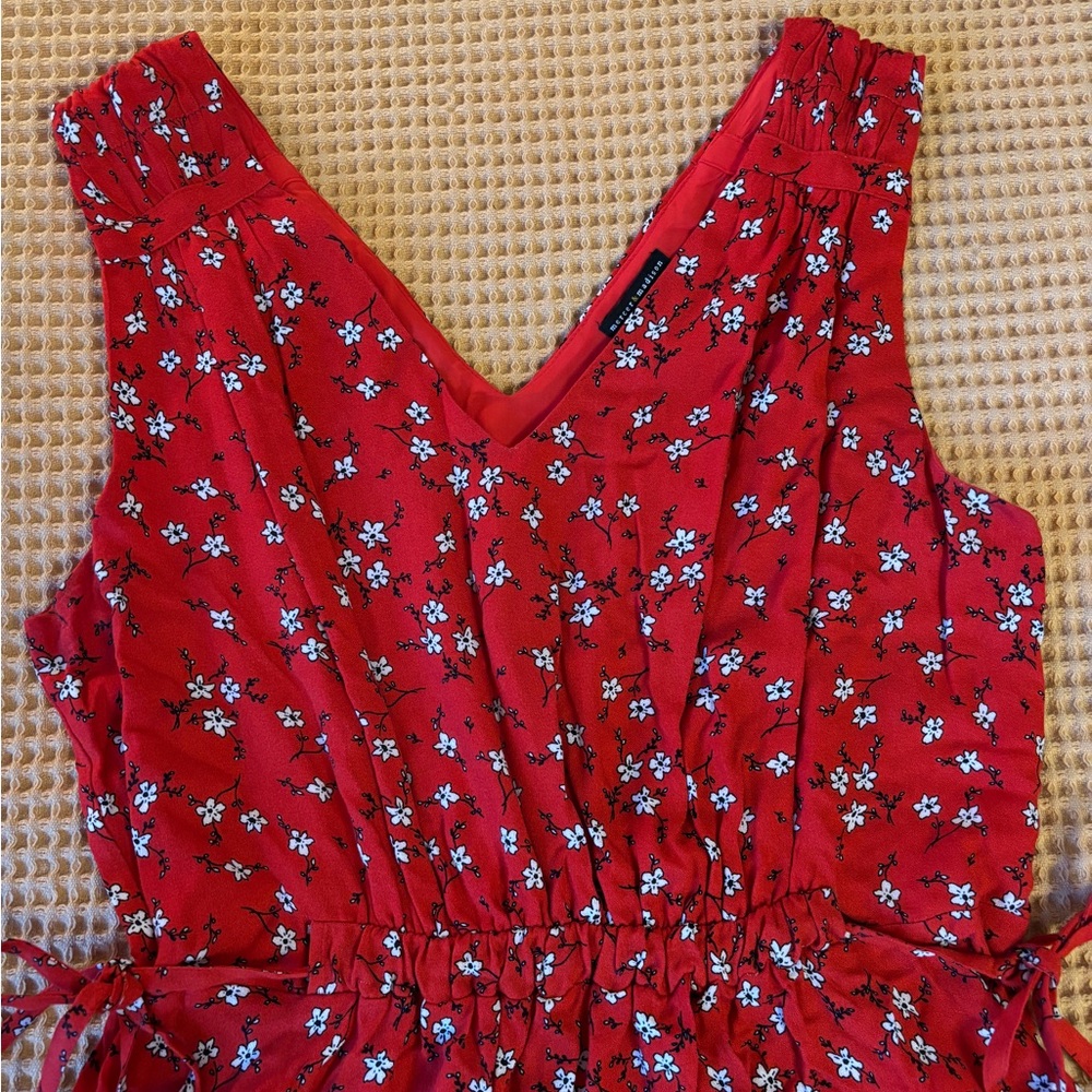 EUC Mercer & Madison Floral Sleeveless A-Line Red Mini Dress | Women’s 12 - Picture 3 of 14